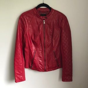 Berry Faux Leather Jacket